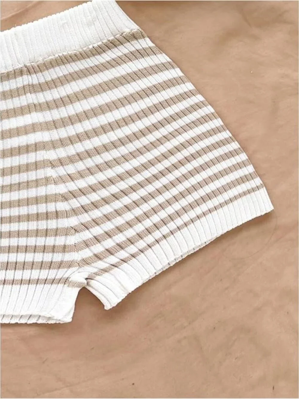 SOLY HUX Women's Striped Two Piece Short Set Tie Front Tank Top and Shorts Knit